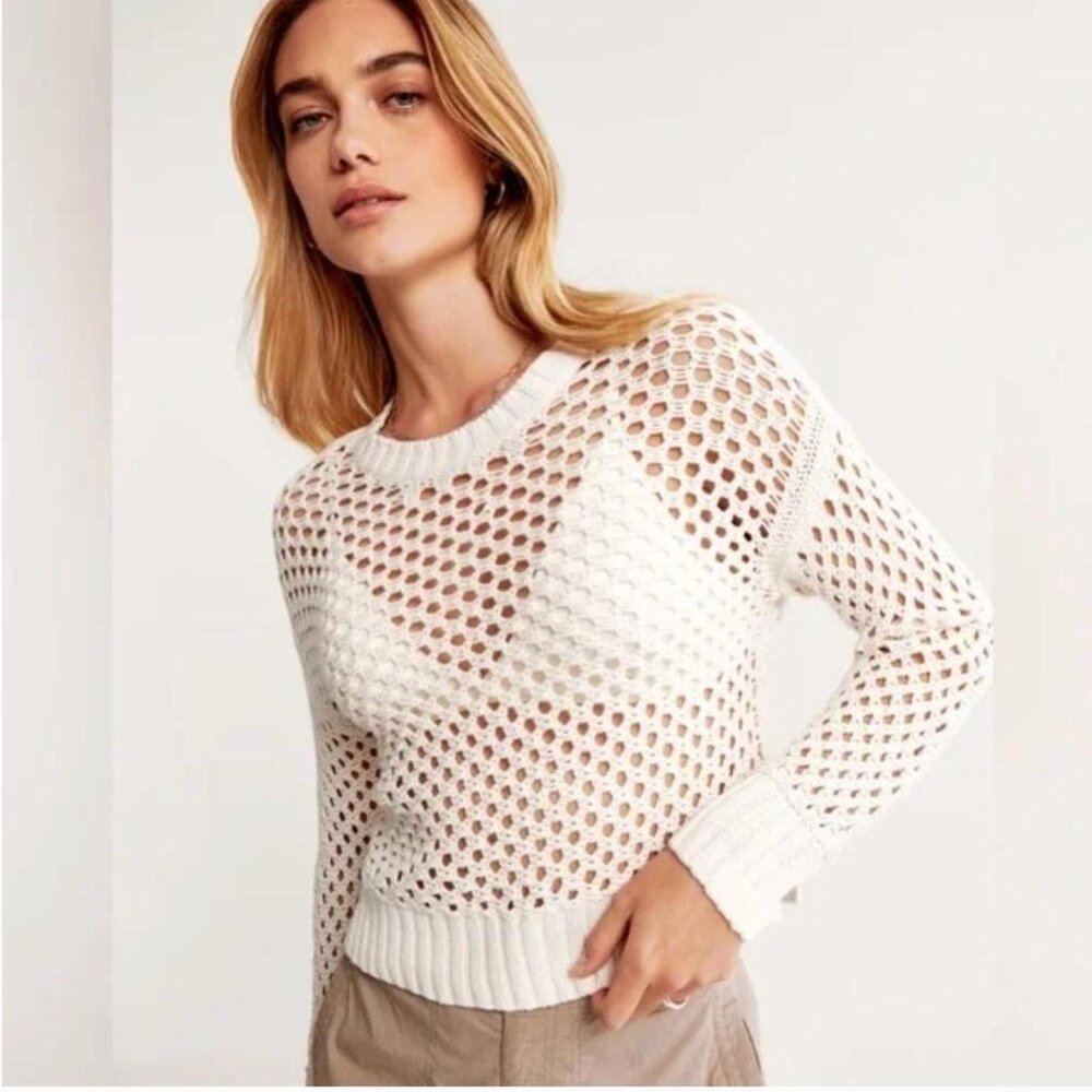 White knit with a crochet-inspired design
